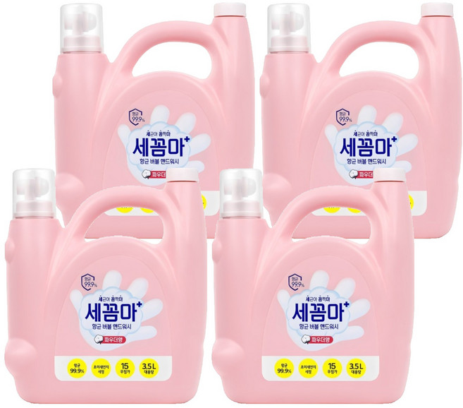 세균아꼼짝마 대용량 항균 버블 핸드워시 파우더향 리필용, 3.5L, 4개