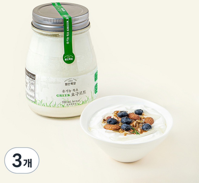 범산목장 유기농 인증 목초 그릭 요구르트, 350ml, 3개