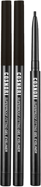 [純素美妝] 珂絲諾芮 超強防水服貼凝膠眼線筆 0.13g, 01 鮮豔黑, 2個