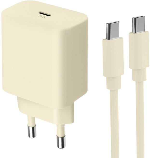 홈플래닛 25W PPS PD 3.0 초고속 충전기 + CtoC 케이블 1.2m, 베이지, 1개