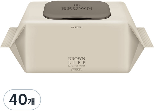 브라운라이프 그레이지 도톰한 대용량 아기물티슈 캡형, 50g, 100매, 40개