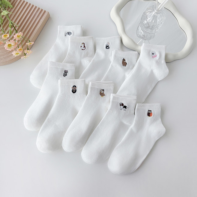 워더미 여성용 큐티 캐릭터 단목 발목 양말 10종 세트 M1022
