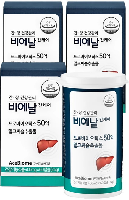 에이스바이옴 비에날 간케어 밀크씨슬, 60정, 3박스 - 쿠팡