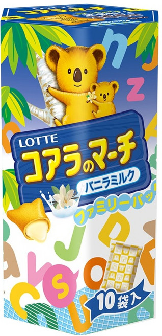 LOTTE 樂天 小熊餅 家庭號 牛奶風味 10包, 195g, 1盒