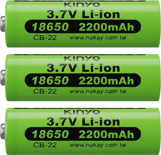 Kinyo 18650鋰電池3.7v, 1個, 3個, CB-22
