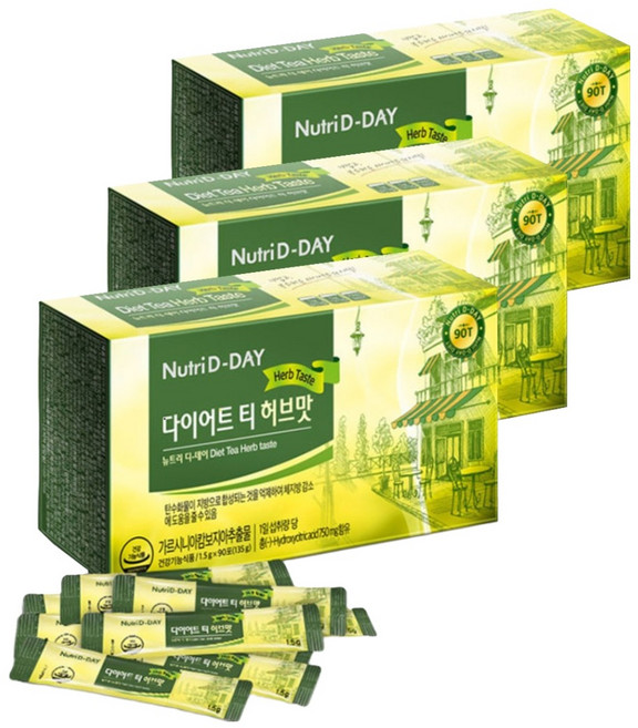 뉴트리디데이 다이어트 티 허브맛, 1.5g, 90개입, 3개