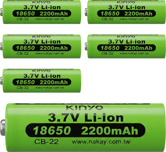 Kinyo 18650鋰電池3.7v, 1個, 6個, CB-22