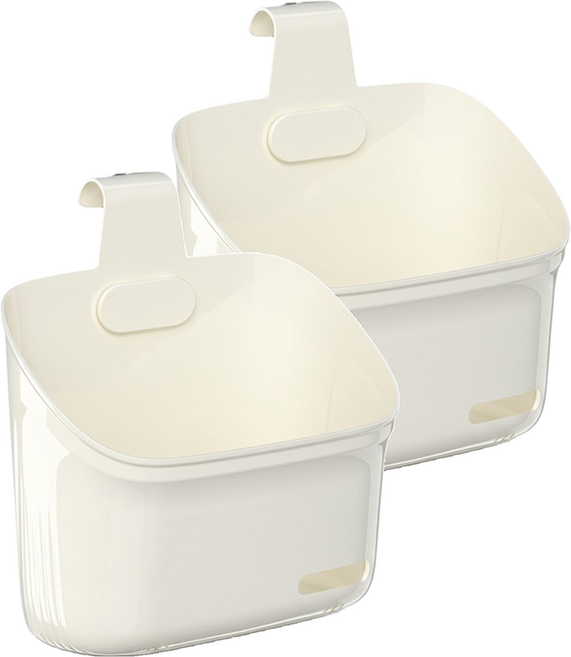 벨로나이트 욕실 주방 침대옆 교수형 틈새 수납 보관 바구니 대형 18.5 x 8.5 x 17.5 cm, 크림색, 2개