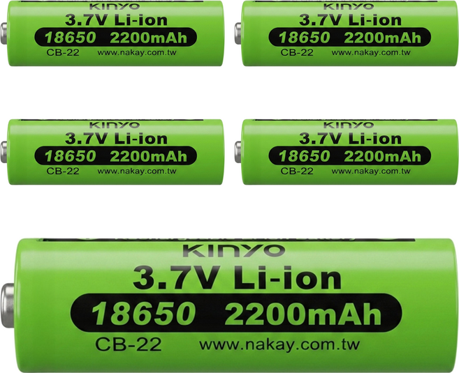 Kinyo 18650鋰電池3.7v, 1個, 5個, CB-22