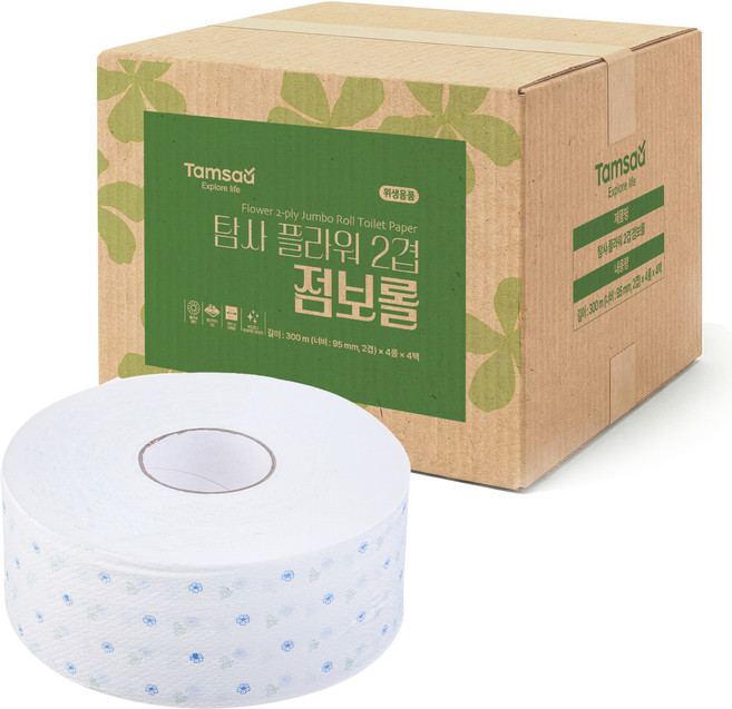 탐사 플라워 2겹 점보롤 화장지, 1팩, 16롤, 300m