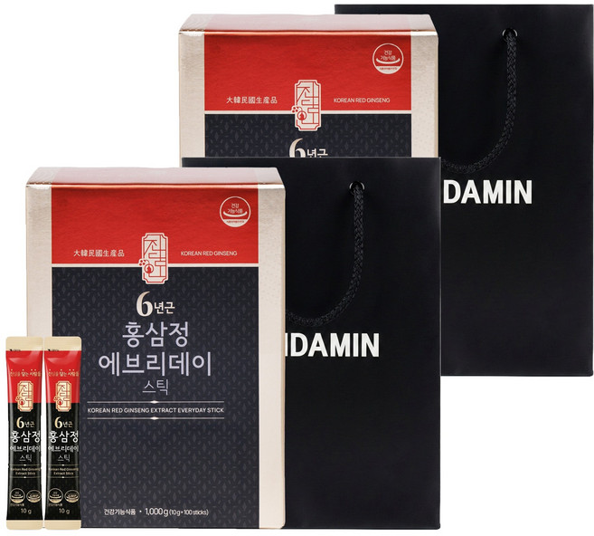 진담인 6년근 홍삼정 에브리데이 스틱 100p, 1kg, 2개