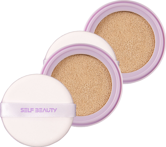 셀프뷰티 유니콘 오로라 광채 쿠션 SPF50+ PA+++ 리필 15g, 21호 퓨어아이보리, 2개