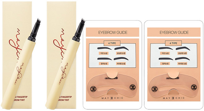 메이시크 롱픽스 핑거팁 눈썹 타투 아이브로우 틴트 1.2g, 라이트브라운, 2개