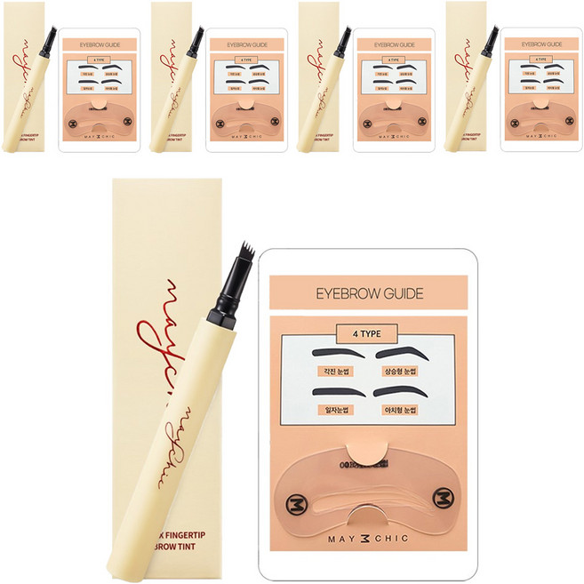 메이시크 롱픽스 핑거팁 눈썹 타투 아이브로우 틴트 1.2g, 라이트브라운, 5개