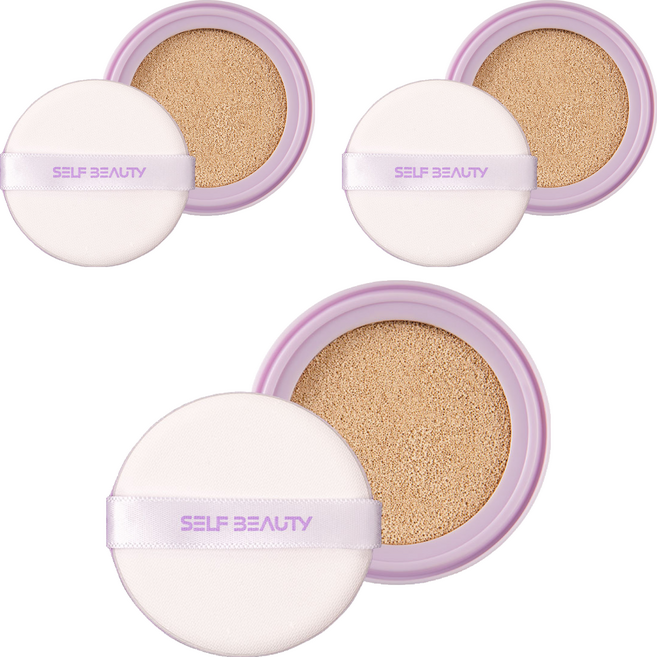 SELF BEAUTY 獨角獸極光光彩氣墊粉餅 SPF50+ PA+++ 補充蕊 15g, 21號 純淨象牙白, 3個