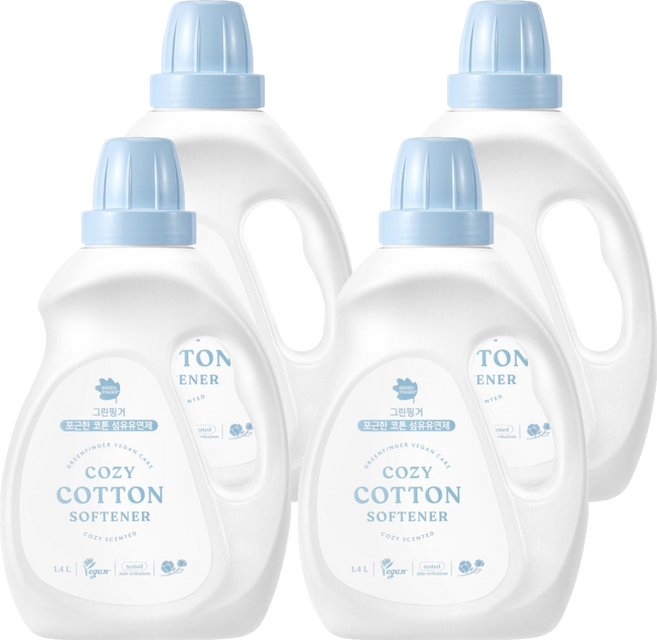 그린핑거 섬유유연제 포근한 코튼향 본품, 1.4L, 1개입, 4개