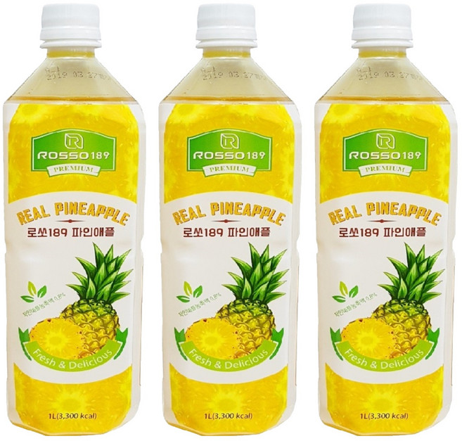 로쏘189 파인애플 음료베이스, 1L, 3개