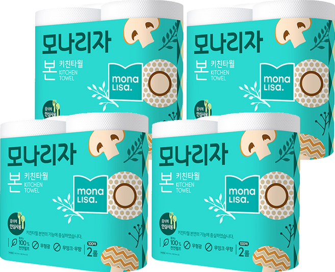 모나리자 본 천연펄프 키친타올, 2롤, 4개