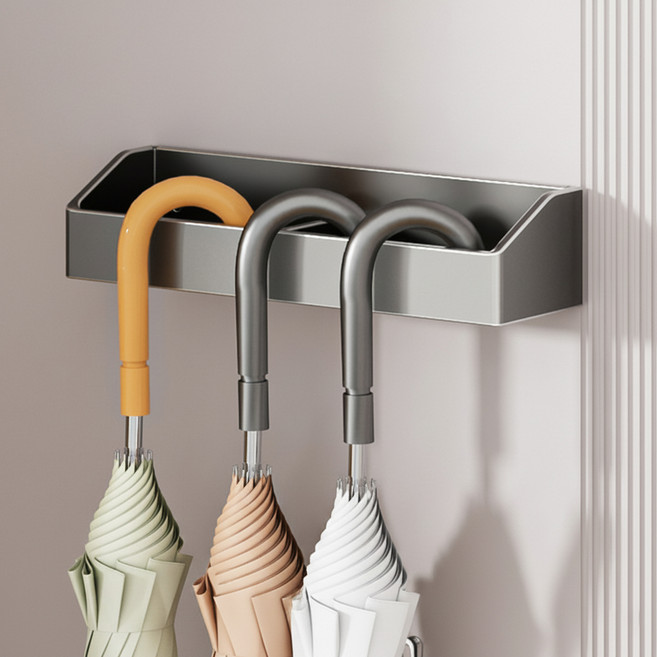 메이크마인 물빠짐 무타공 자석 현관 우산꽂이, 그레이, 2개