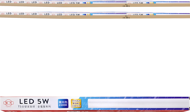 旭光 LED T5 一體成型支架燈 5W LXS5W/865/U/120/P/BAT 1尺 6500K, 晝光色, 40個