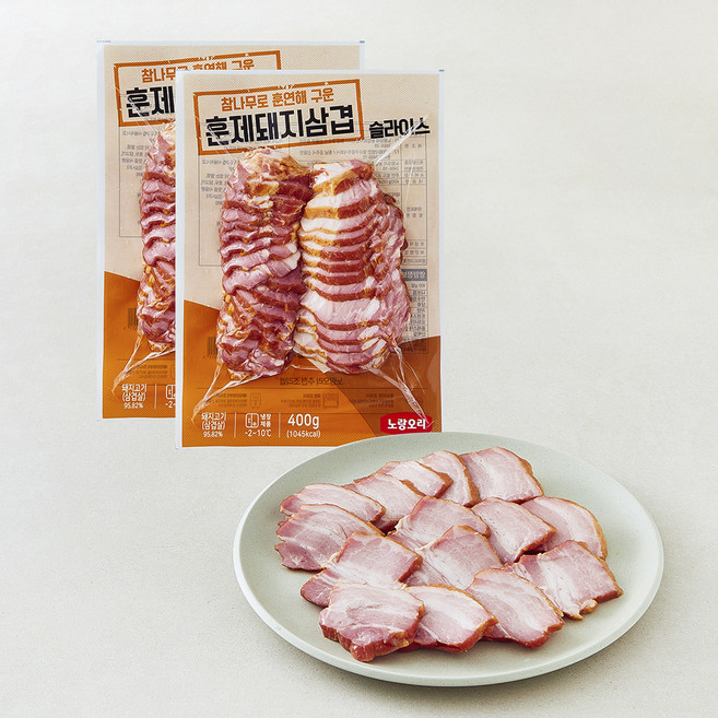노랑오리 훈제돼지삼겹 슬라이스, 400g, 2개