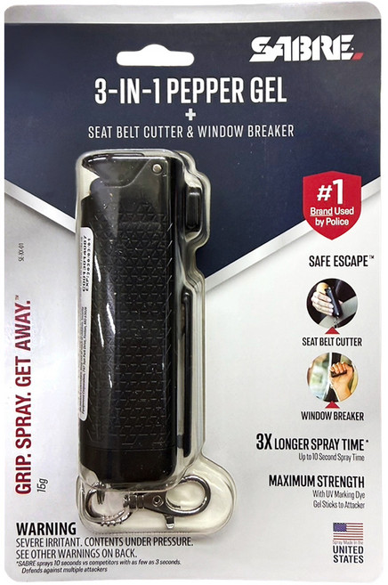 SABRE 沙豹 專業防身噴劑 3in1破窗+逃生+膠型 黑色 15g, 1個