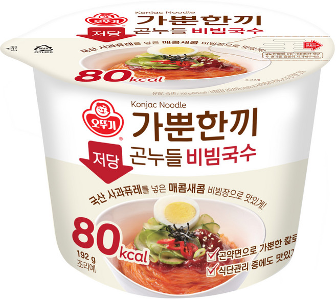 오뚜기 가뿐한끼 저당 곤누들 비빔국수 192g, 1개