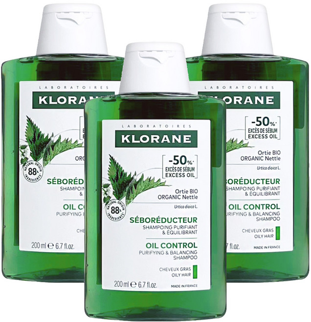 KLORANE 蔻蘿蘭 控油洗髮精, 200ml, 3瓶