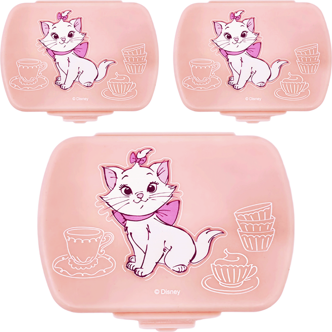 貓兒歷險記 萬用6格收納盒, 瑪麗貓粉色, 3個