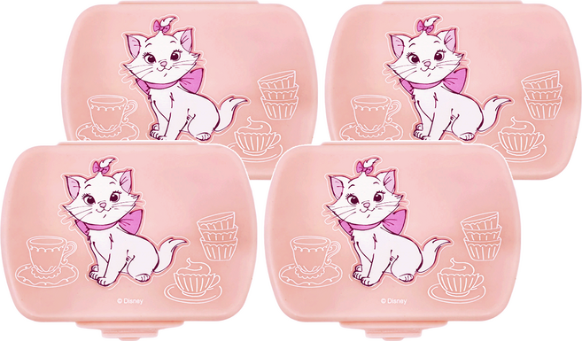 貓兒歷險記 萬用6格收納盒, 瑪麗貓粉色, 4個