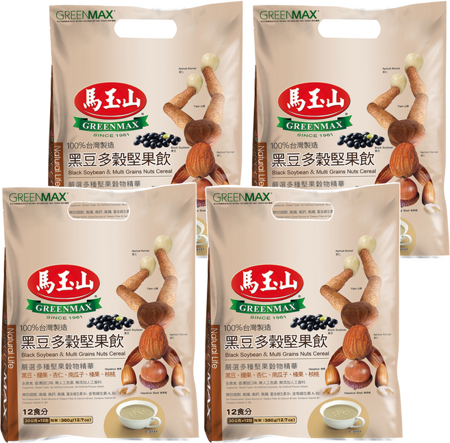 馬玉山 黑豆多穀堅果飲, 30g, 12包, 4袋