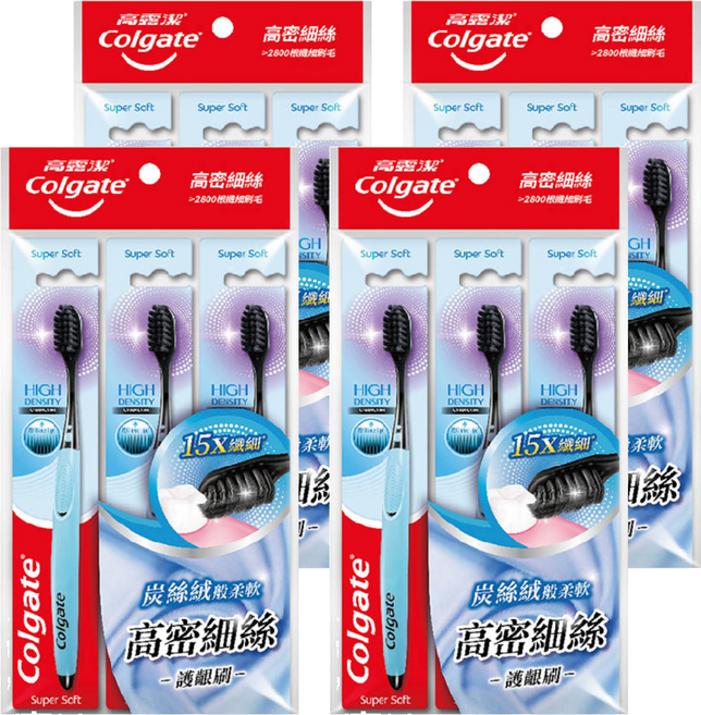 Colgate 高露潔 高密細絲備長炭牙刷, 3支, 4包