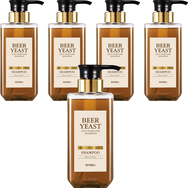 딥그린제이 맥주효모 탈모증상완화 샴푸, 500ml, 5개