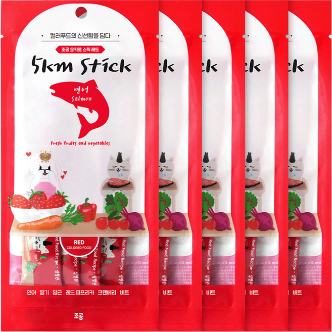 조공 반려동물 오키로스틱 짜먹는 간식, 혼합맛(딸기/연어), 14g, 5개