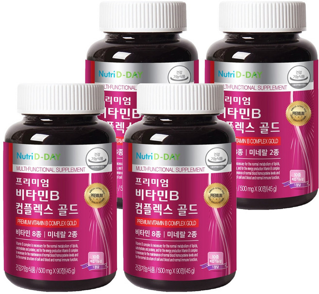 뉴트리디데이 프리미엄 비타민B 컴플렉스 골드, 90정, 4개