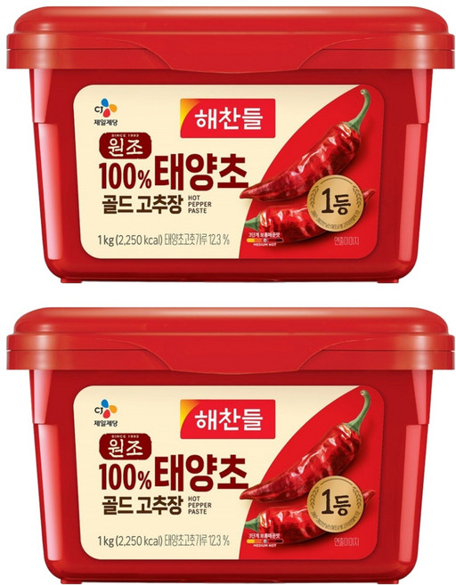 해찬들 태양초 골드 고추장, 1kg, 2개