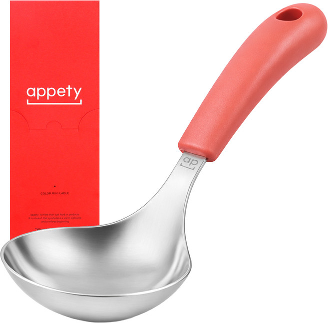 아뻬티 스텐 304 다용도 컬러 국자 미니, 코랄, 1개