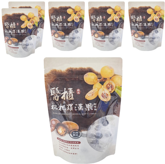 醫櫃 枇杷羅漢果軟喉糖全素, 100g, 6包