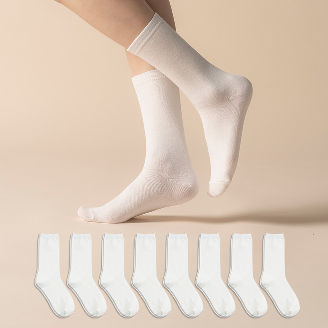 삭피엔스 여성용 프리미엄 롱롱 무지 장목 양말 8켤레