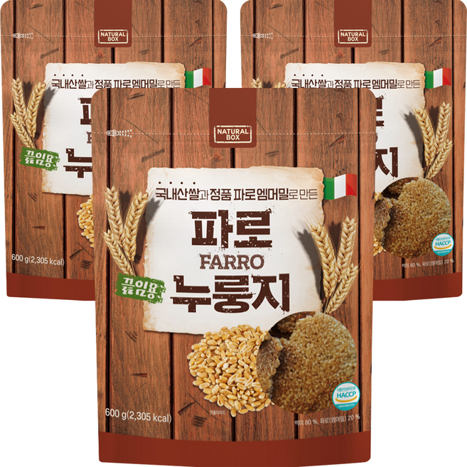 내추럴박스 파로 끓임용 누룽지 건강간식 국내산 백미, 3개, 600g