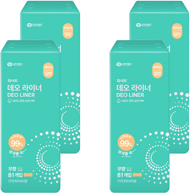 화이트 데오 팬티라이너, 일반, 81개입, 4개
