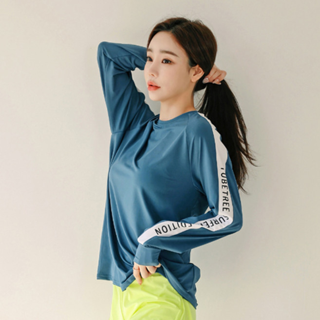 튜브트리 루즈핏 래쉬가드 상의 B6209, 코랄블루