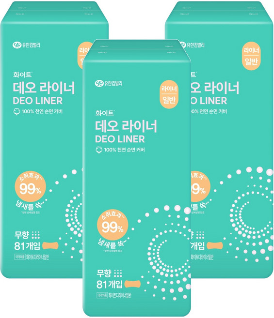화이트 데오 팬티라이너, 일반, 81개입, 3개