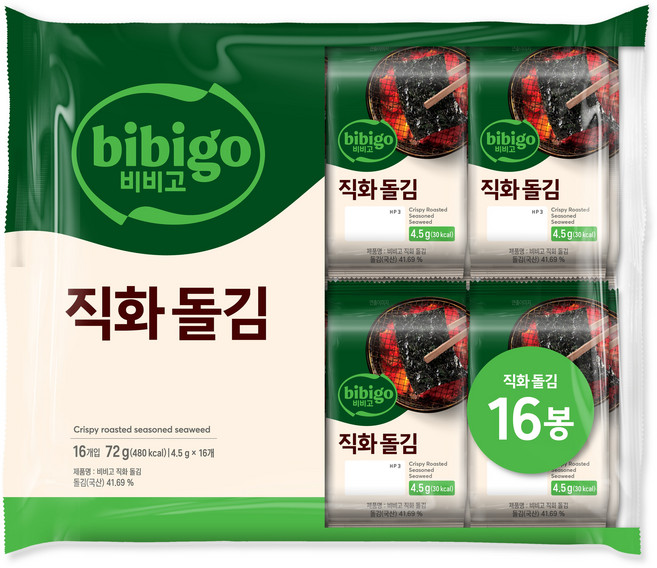 비비고 직화 돌김, 4.5g, 16개