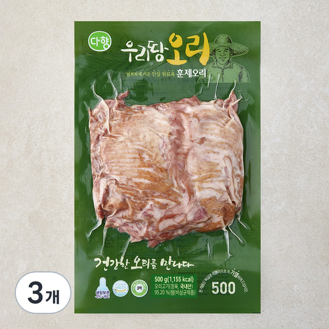 다향 우리땅 오리 훈제오리, 500g, 3개