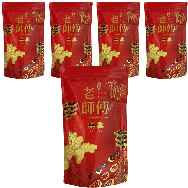 老師傅 黑糖薑母紅棗桂圓茶磚, 500g, 1入, 5包