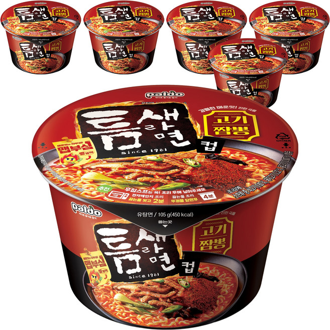틈새라면 팔도 고기짬뽕 컵라면 105g, 6개