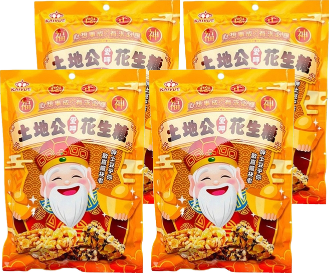 Chiao-E 巧益 土地公綜合花生糖 新版, 150g, 4包