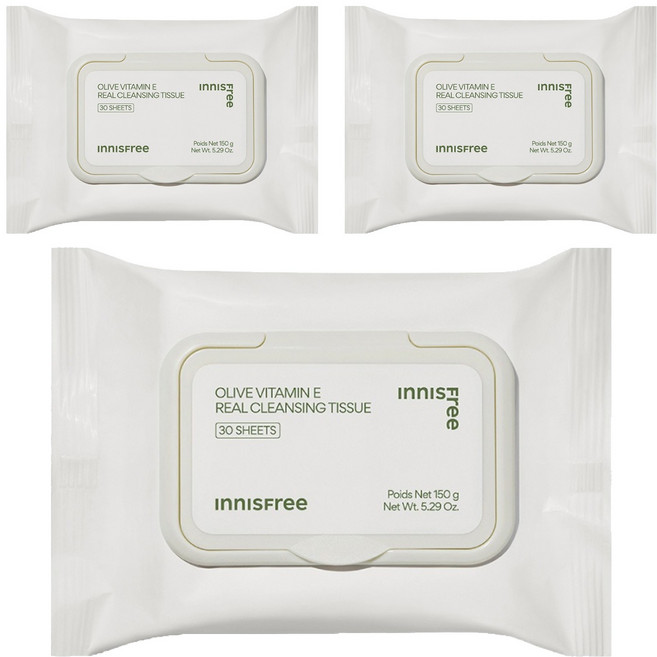 INNISFREE 台灣公司貨 橄欖維他命E卸妝棉, 30張, 3包