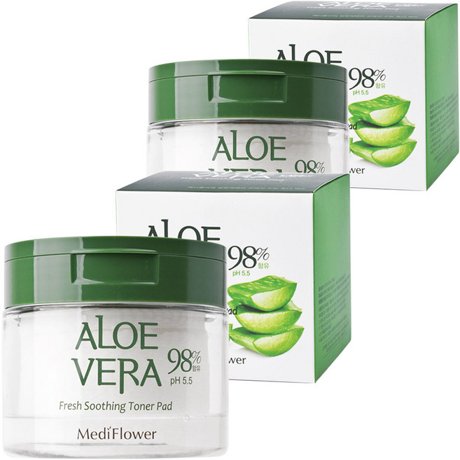 메디플라워 알로에 베라 프레쉬 수딩 토너패드 180ml, 60매입, 2개